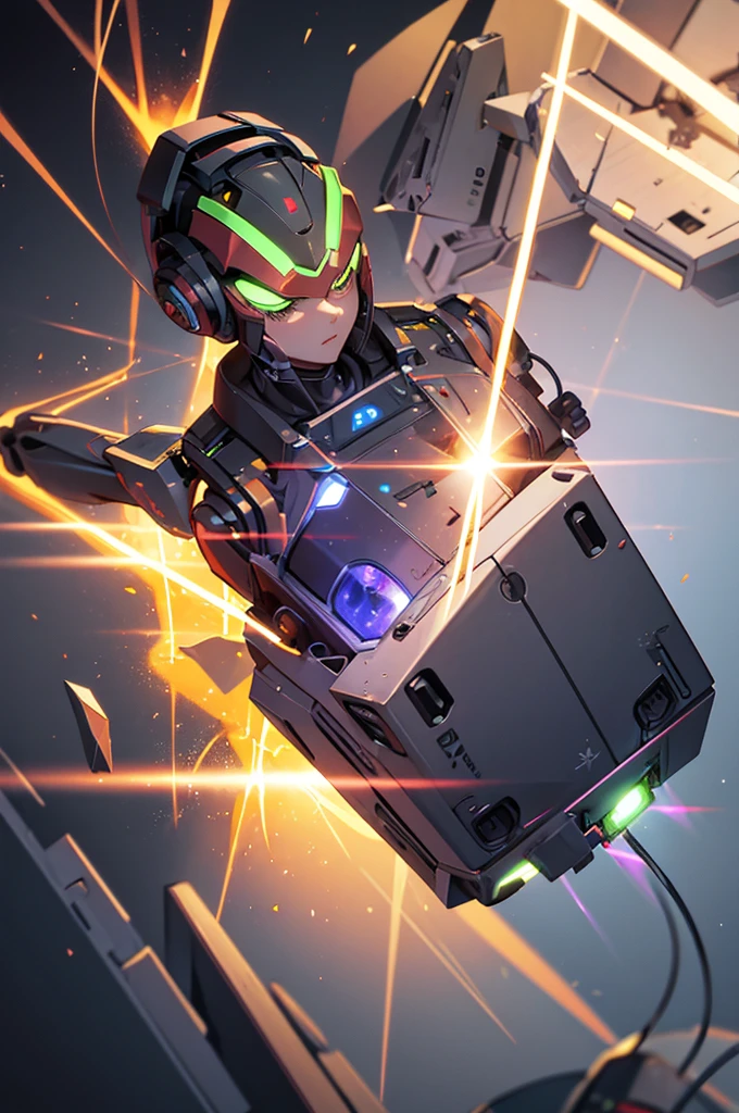 the robot launches a laser through the chest