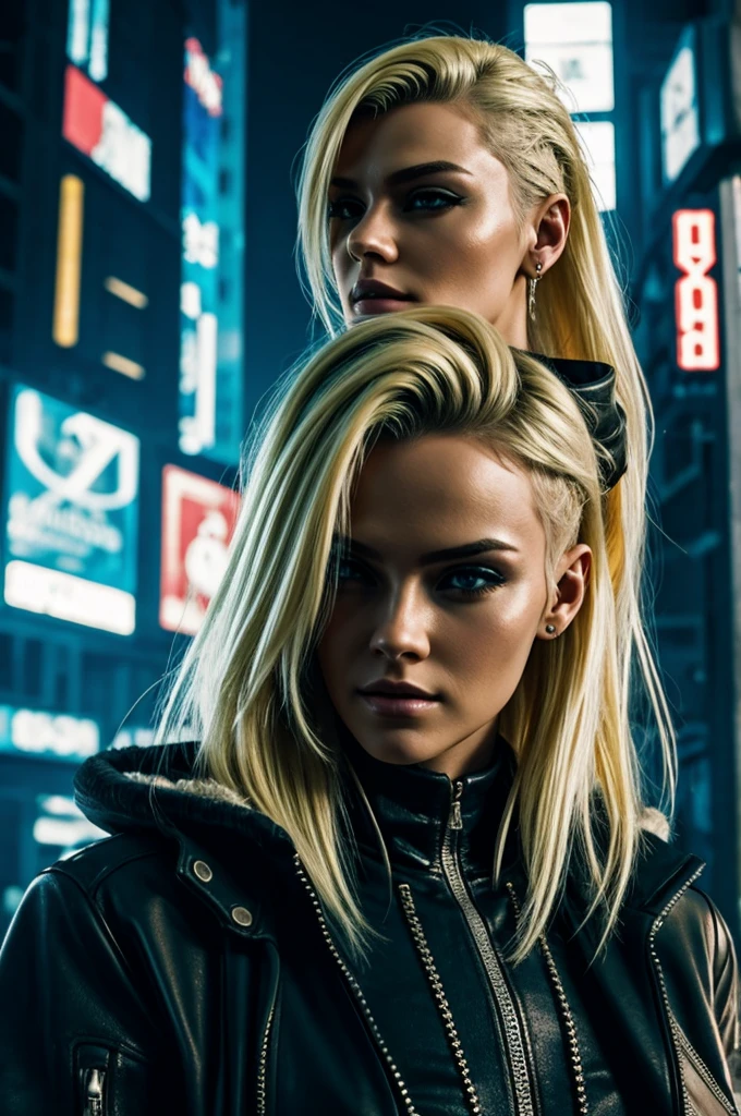 Cyberpunk style blonde woman