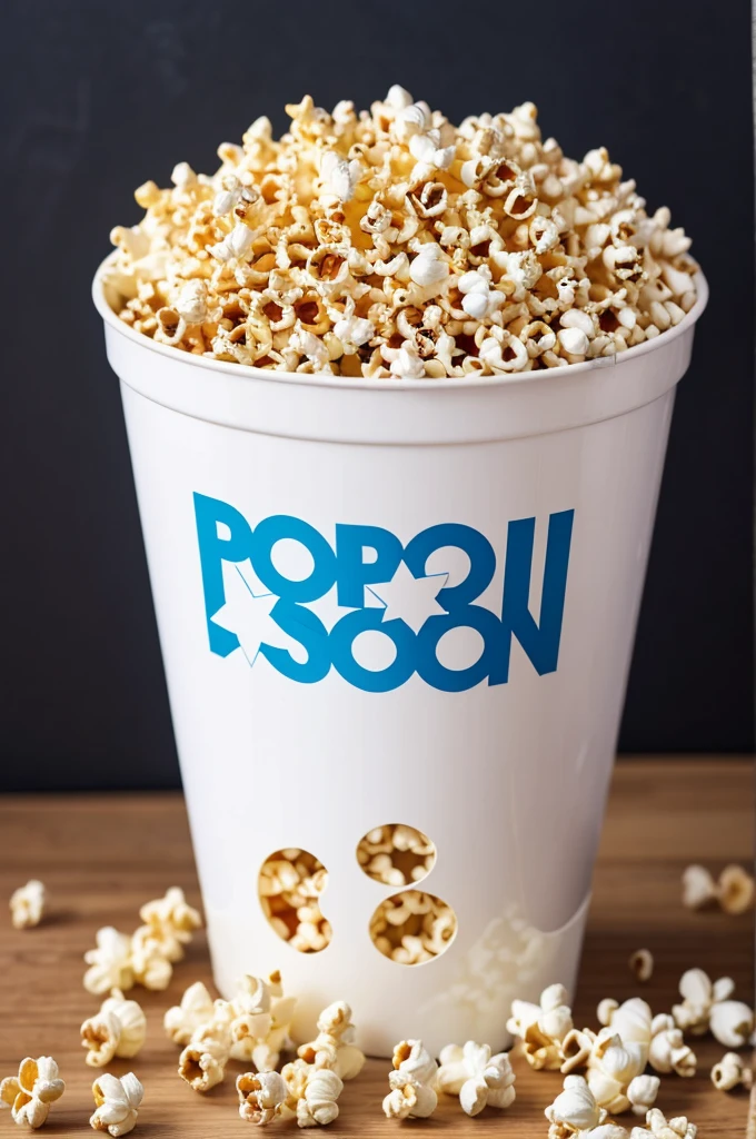 Logo that says pop Corn star that has little stars and popcorn around it
