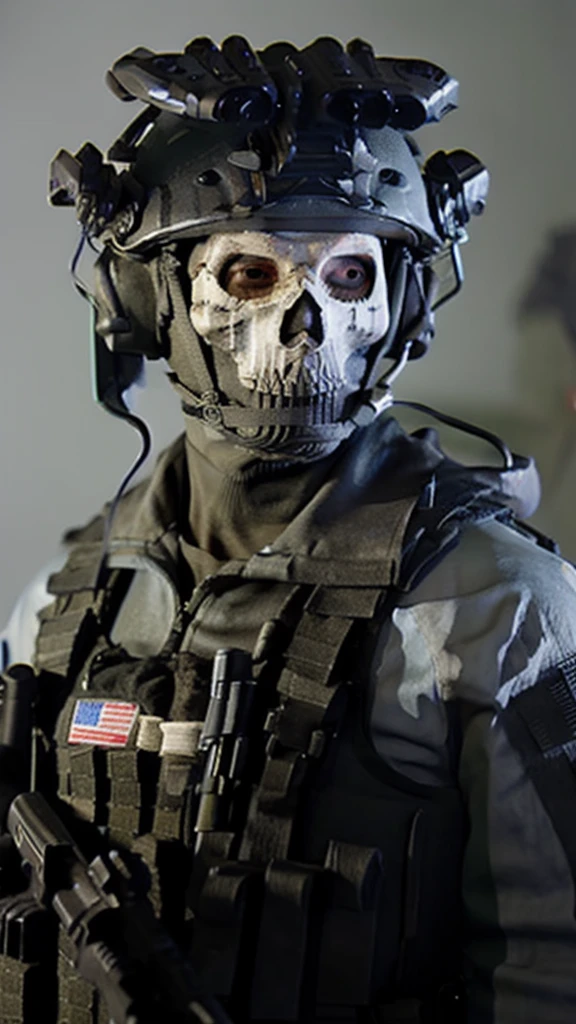 soldier, ghost, looking at the camera
