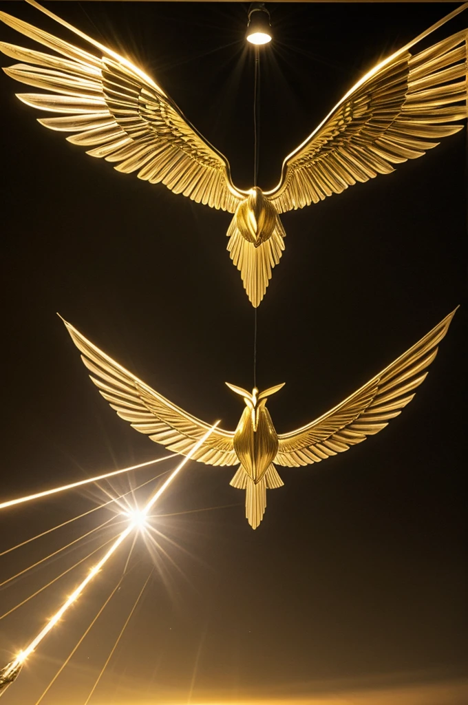 a four-winged trumpet made of light