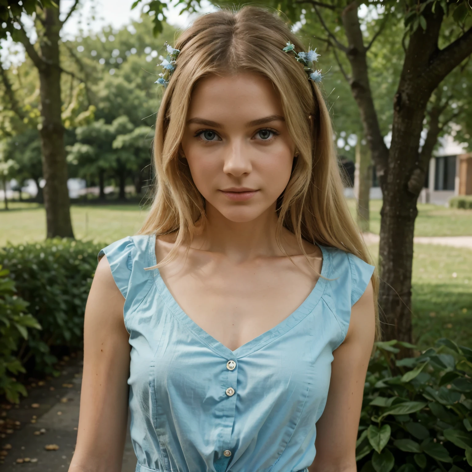 femme environ 22 ans, cheveux blonds naturels ondulé, yeux verts bleu distinctif mince et gracieux,, beau, Mise au point ultra nette, tir réaliste, Les vêtements casual , couleur tétradique (Cicatrice:1.4) machoire dessiné, nez droit (masterpiece, best quality:1.2), 1girl, solo, femme réaliste, vivante, sosie de madelyn cline