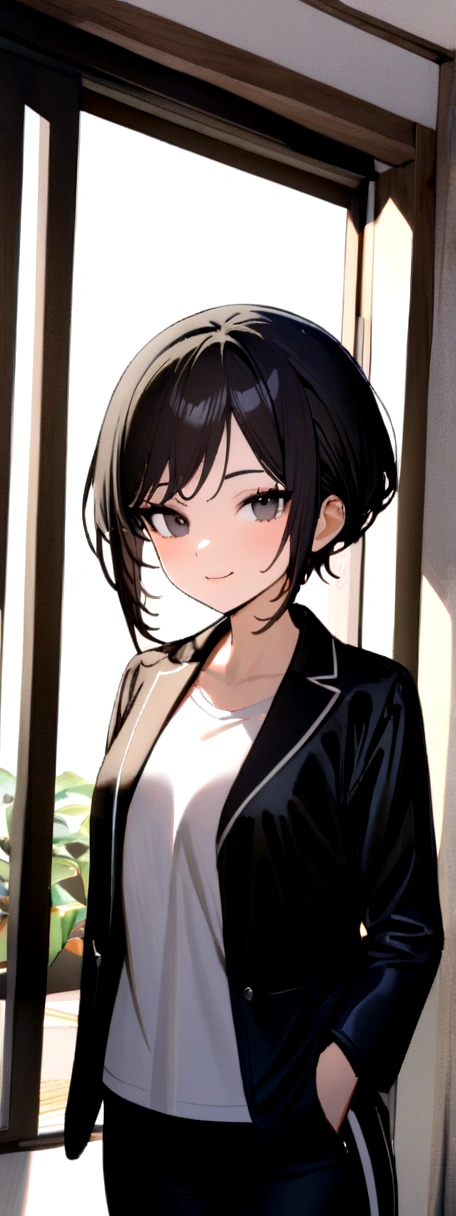 RAW photos, camera gaze, ((top quality, 8k, masterpiece: 1.3)), sharp focus: 1.2, white shirt, pretty features, best smile, cute smile, beautiful woman in perfect style: 1.4, slender abs: 1.2, dark brown hair, (natural light, city street: 1.1), highly detailed face and skin texture, detailed eyes, double eyelids