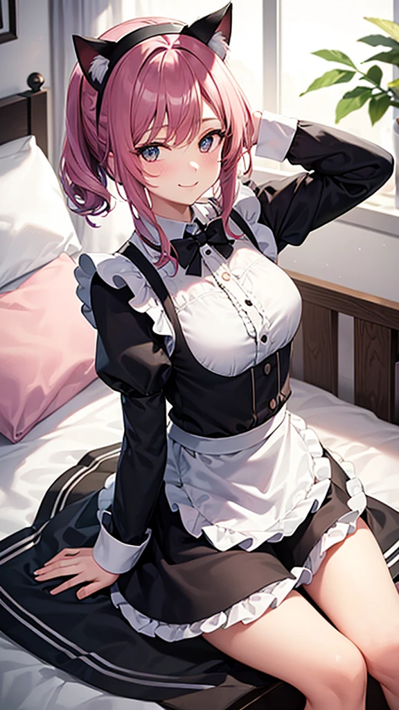 One Woman、cute女性、Thighs、Best image quality、High resolution、masterpiece、super high quality、Spread your legs、cute、good、cuteパンティー、You can see the pink panties、Small Ass、big 、Blushing、4K quality、Blushing、Proud face、Wearing black knee socks、bed、Spread your legs wide、Panty shot、Sweaty all over、Heavy breathing、Chest is bobbing up and down、heart、A mean look、Low Angle、Zoom in on the crotch