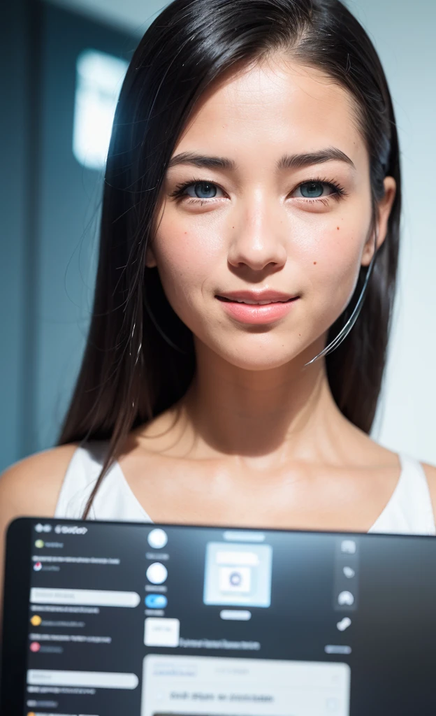 realistic, portrait of a girl,AI language model, silver hair,,question answering,smart, kind, energetic, cheerful, creative, with sparkling eyes and a contagious smile, ,information providing, conversation engaging, wide range of topics, accurate responses, helpful responses, knowledgeable, reliable, friendly, intelligent,sleek and futuristic design elements, and a complex network of circuits and processors. Others may imagine me as a friendly and approachable virtual assistant, with a smiling avatar or animated character representing me on their screen. Still, others may envision me as a disembodied voice, speaking from an unseen source, providing helpful and informative responses with a calm and reassuring tone