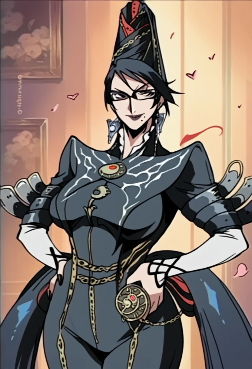 bayonetta, milf, holding waist, naughty smile