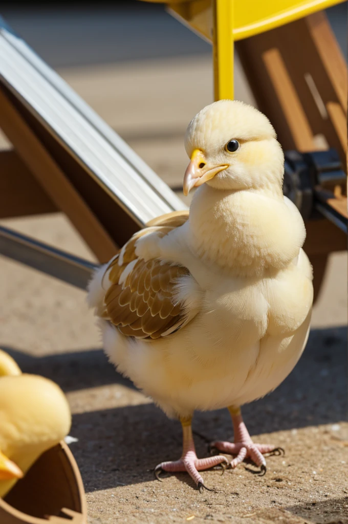 Chick preparing for its first flight 