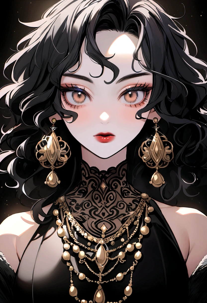 A beautiful and amazing black brésilien woman，portrait du haut du corps，Boucles gratuites, Black bouclé hair, (dark shorter bouclé hair), Wild black long bouclé hair, cheveux multiversaux, brésilien, Short black bouclé hair, des cheveux noirs bouclés, boucles, cheveux ondulés étalés, Boucles baroques, boucles, bouclé, Fair bouclé hair, texture des cheveux, bouclé bang