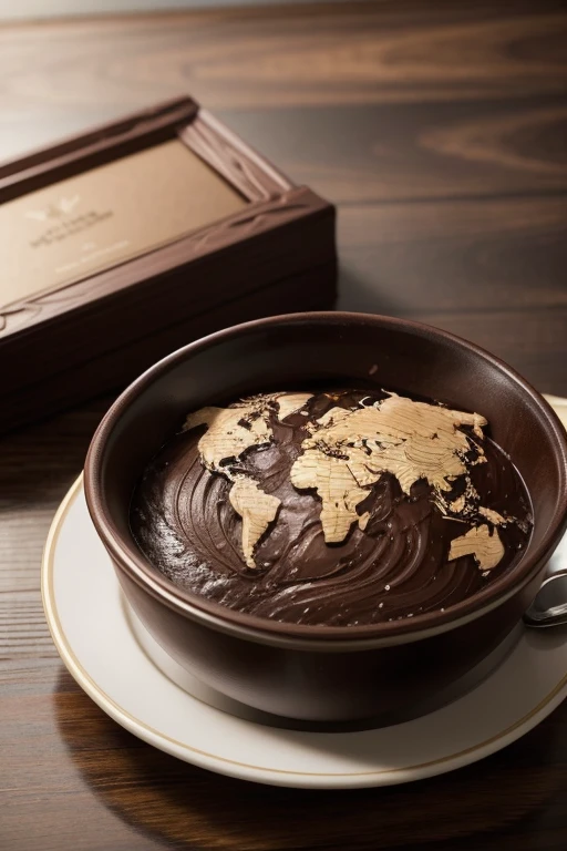 {
"prompt": "A detailed world map made entirely out of chocolate. The map features various shades of chocolate to differentiate continents, oceans, and major geographical features. Dark chocolate is used for continents, milk chocolate for countries, and white chocolate for the oceans and seas. The map is displayed on a flat surface with intricate details highlighting mountains and rivers. The chocolate map has a glossy, rich texture, and the setting is elegant, possibly with a wooden background. The overall presentation should be luxurious and appetizing.",
"size": "1024x1024"
}