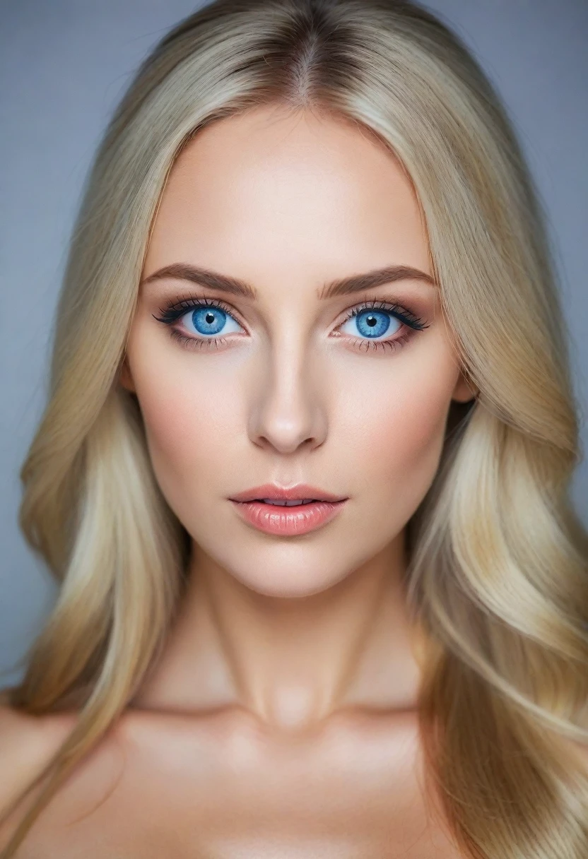 blonde woman, dark blue eyes, russian,