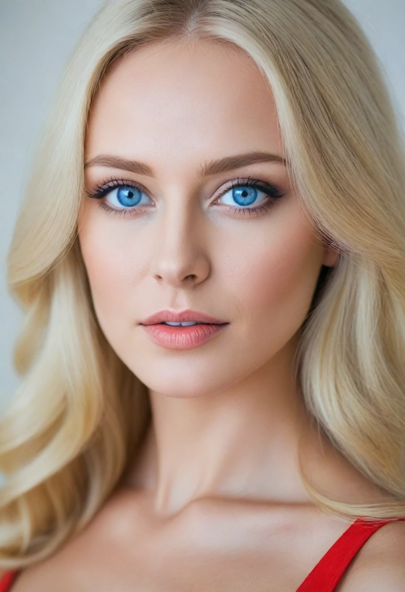 blonde woman, dark blue eyes, russian,