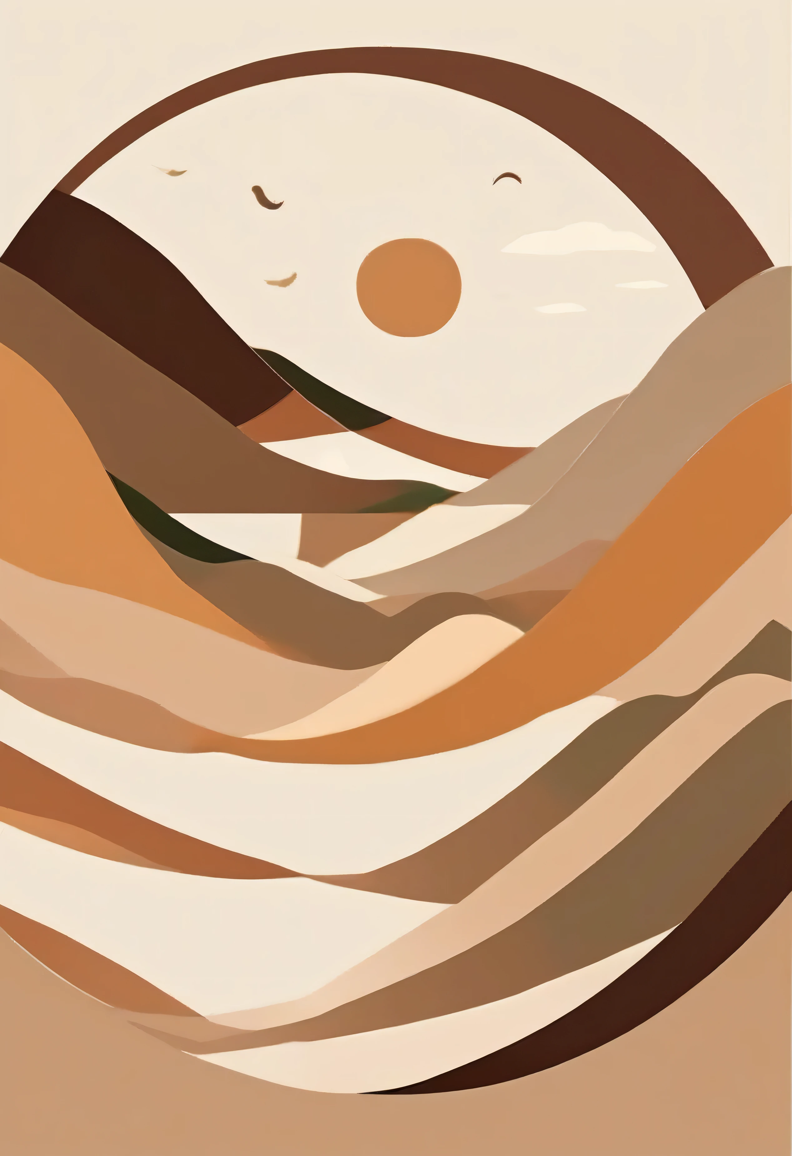 (((The best quality))), ((Masterpiece)) (abstract and simple illustration) minimalist and aesthetic print, in earth tones