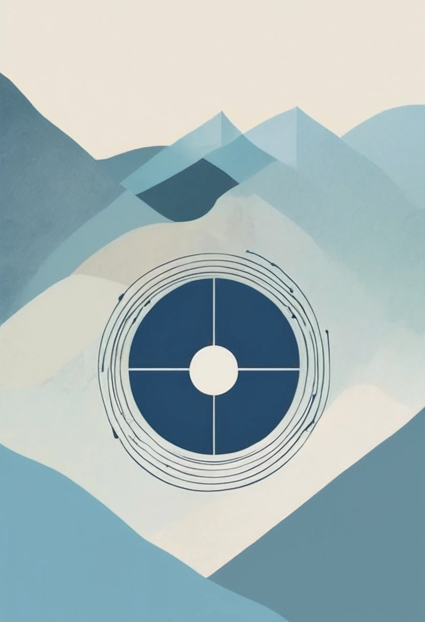 (((The best quality))), ((Masterpiece)) (abstract and simple illustration) minimalist and aesthetic print, in blue tones
