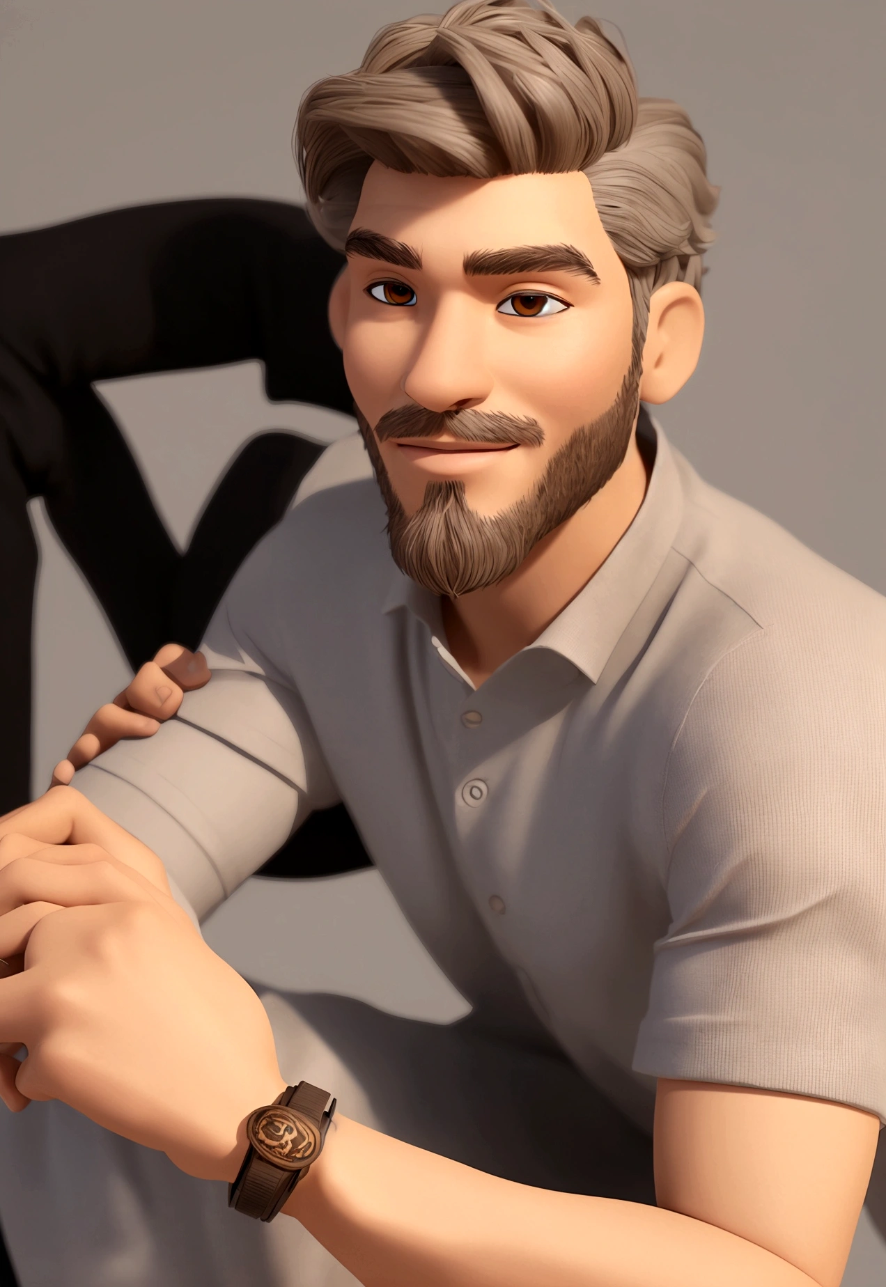 nice man,light brown eyes,gray mixed hair,sitting on an instagram logo in 3d format