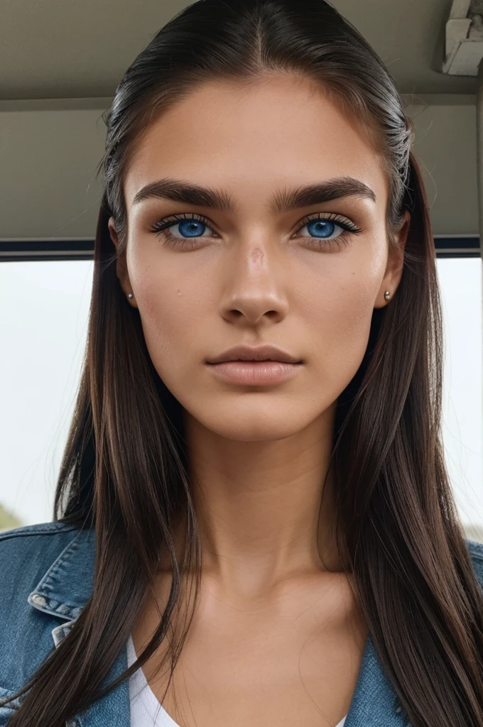 23 year old woman, trained. He has a scar from the top of his left eyebrow that went down to his cheekbones and then turned towards his ear.. blue eyes, long straight brown hair.