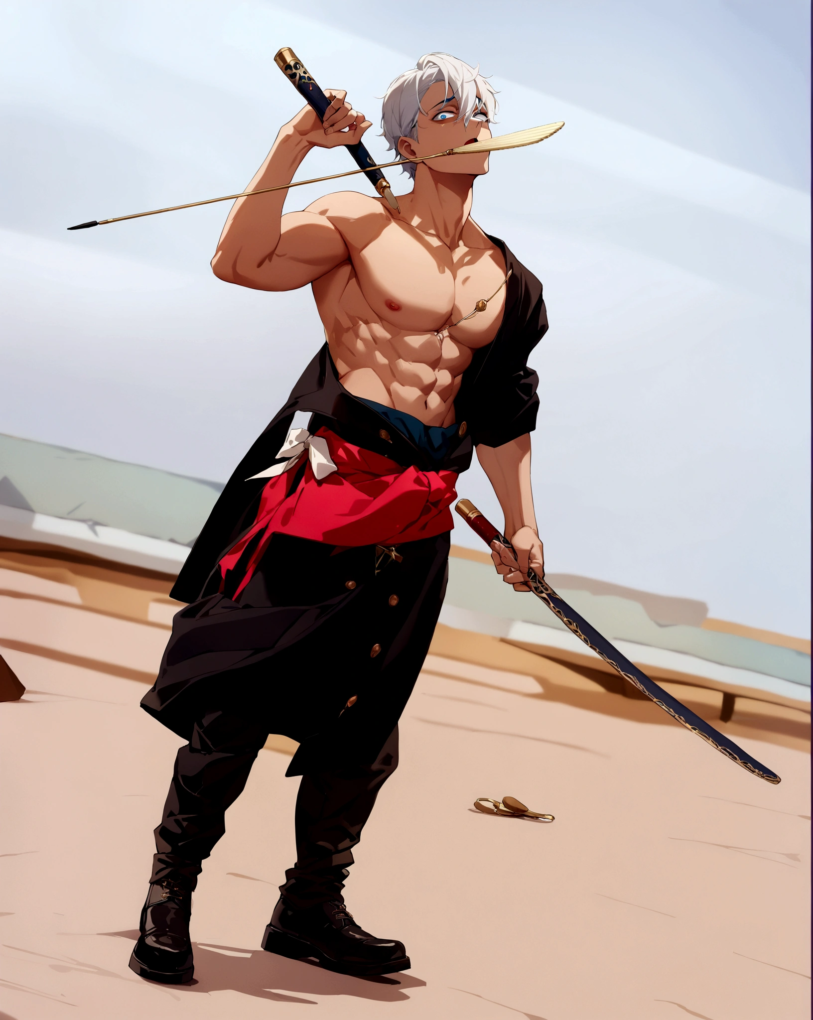 (((1boy))), ((toned)), male focus, Masterpiece artwork, high qualiy, (Masterpiece artwork:1.2), (best qualityer:1.2), shining skin, realisitic, ornate, intricate, black fox ears, ((white hair)), (short hair), blue colored eyes,bangss, hair between the eyes, holding glasses, chic, looking_at_viewer, holding_fan, red_eyeliner, FH, crazy eyes, gazing at viewer, constricted pupils, dynamic pose, (shadows cast over the face:1.3), dark bedroom, shadow room, open mouth showing tongue