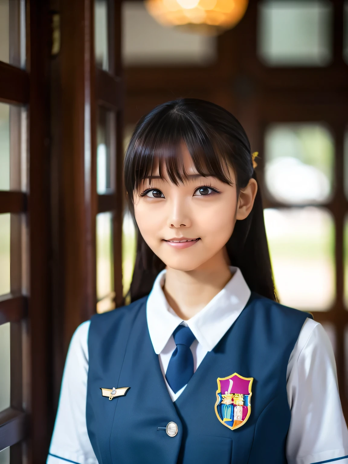 indoor, A young Asian woman wearing the uniform of Freiren&#39;s Magic School turns around and poses, Wearing a magic , wearing Japanese , Japanese girl , Japanese , A young and cute gravure idol, Looking back, Young Gravure Idol, Japanese model, cute ,Wearing a magic , Young and thin gravure idol, portrait of a Japanese teen, Long Straight Hair, Girl with straight black hair, dancing, Posing, Jumping, Face that faithfully reproduces the face of LoRA, High resolution, Very detailed, Natural Bangs, highest quality