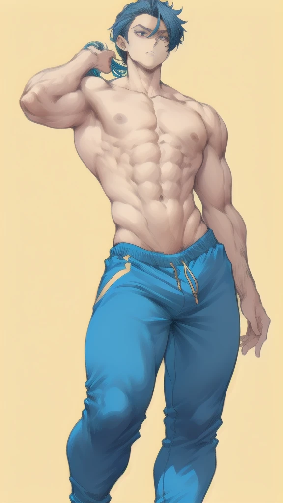 full body in image, full naked man, naked body, male body, simple hair, jogger pants, short hair, slender and lean body, natural physique, subtle muscle definition, dynamic pose, flat stomach, detailed pose, body, simple background, expressive face, focus on face, line art with subtle details, sketch highlighting natural masculine features, emphasis on slim and natural physique, realistic proportions, expressive male figure, full body prominently displayed
