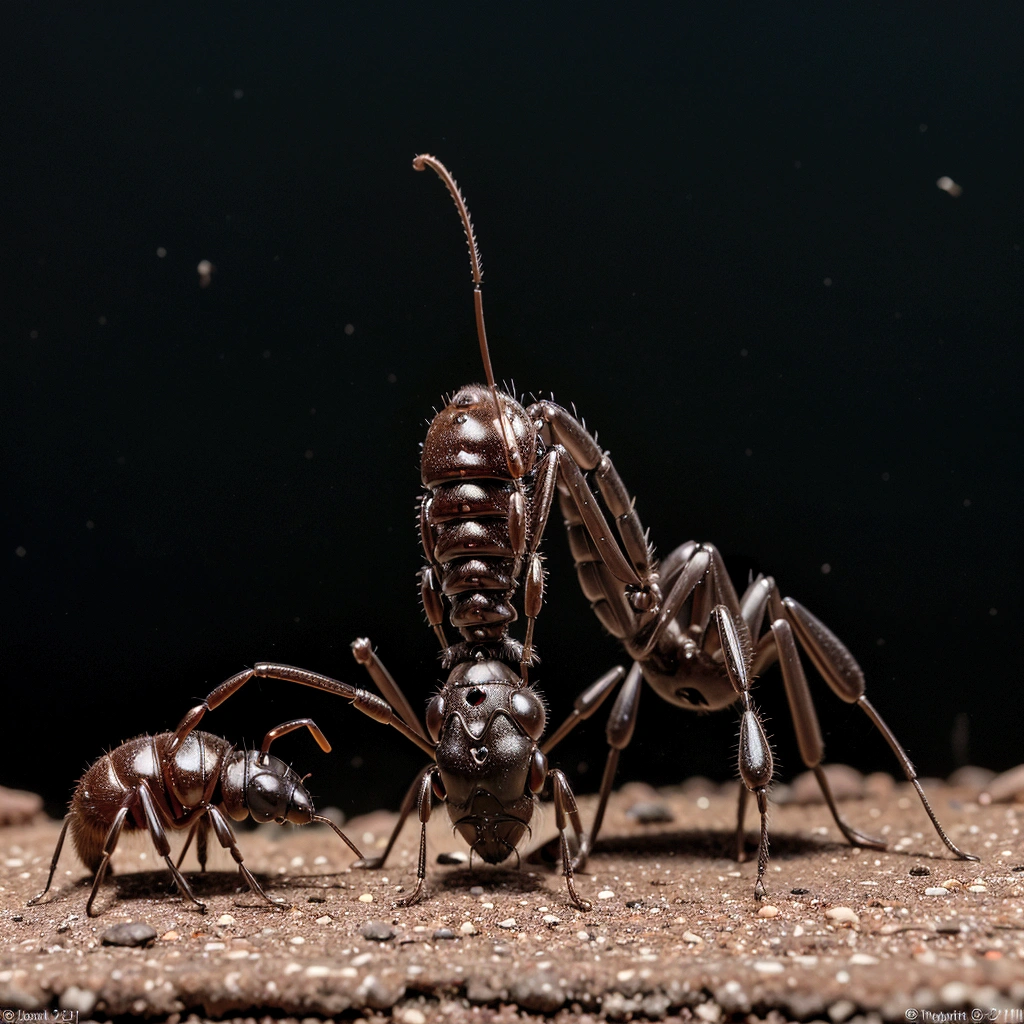 Illustration of a worker ant detecting a dead companion, highlighting the use of its antennae and pheromones.
"Necrophoresis: The mysterious funerary behavior of ants."