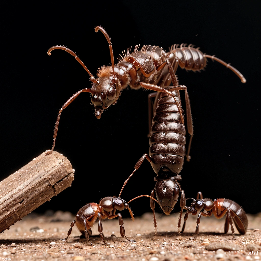 Illustration of a worker ant detecting a dead companion, highlighting the use of its antennae and pheromones.
"Necrophoresis: The mysterious funerary behavior of ants."