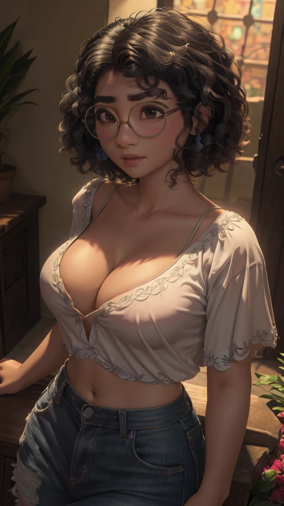 Mirabel madrigal. Busty. Low-cut blouse. Glasses. Encanto