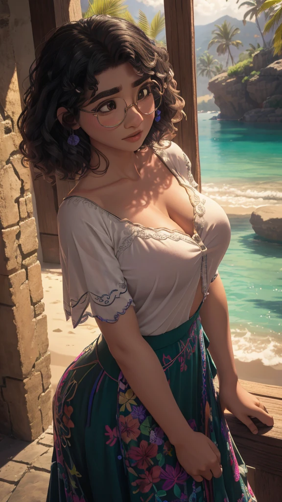 Mirabel madrigal. Busty. Low-cut blouse. Glasses. Encanto