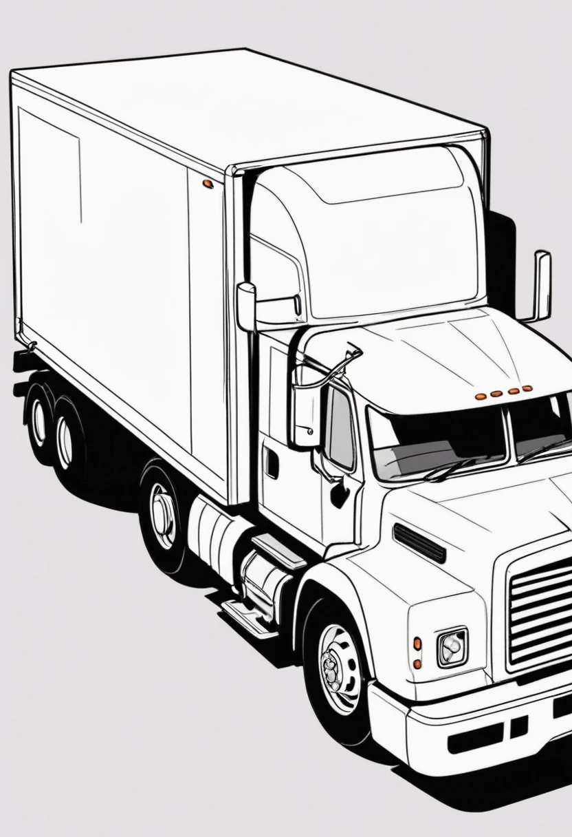 Line drawing of a truck,Vector Art, To flatten, Smooth line art, Minimalism, Graphic design aesthetics, Flat illustration, (masterpiece, best quality, Perfect composition, very aesthetic, absurd, Extremely detailed, Intricate details, professional, Official Art, representative work:1.3)
