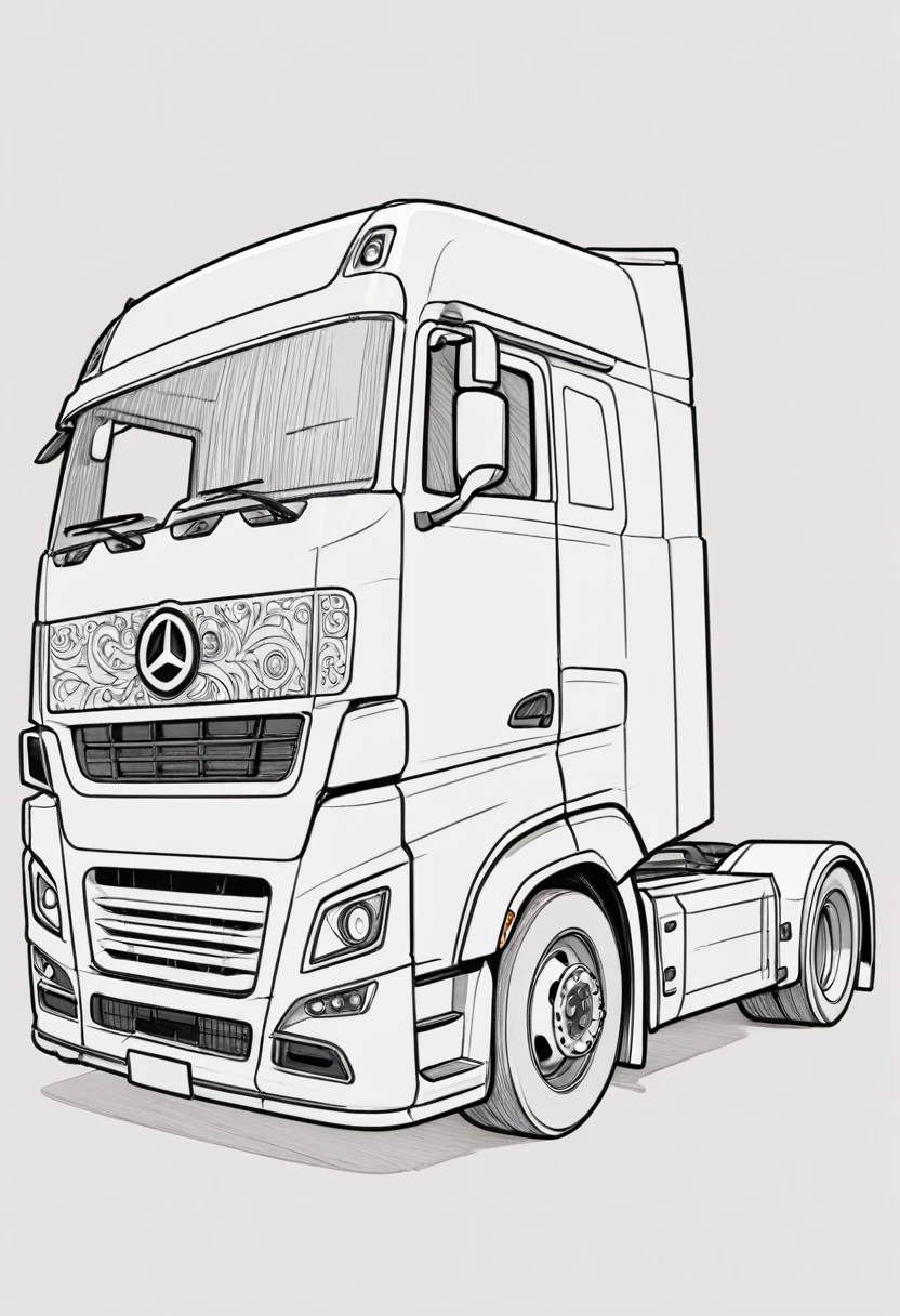 Line drawing of a truck，Vector Art, To flatten, Smooth line art, Minimalism, Graphic design aesthetics, Flat illustration, (masterpiece, best quality, Perfect composition, very aesthetic, absurd, Extremely detailed, Intricate details, professional, Official Art, representative work:1.3)