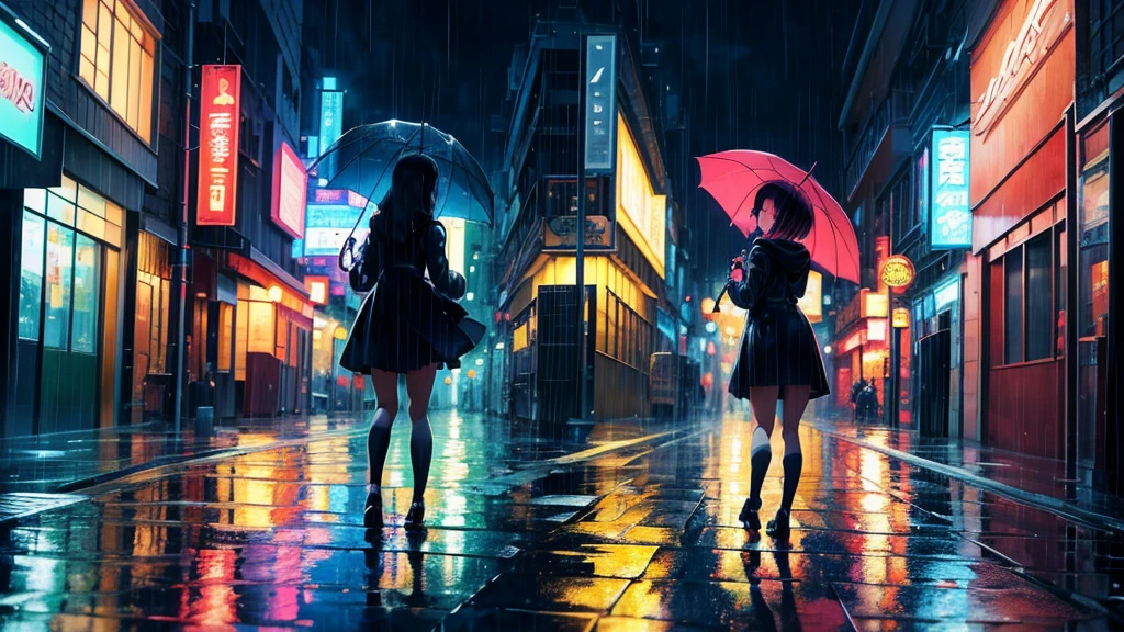 anime girl with umbrella in the rain at night, a picture by Alena Aenami, tumblr, serial art, anime style 4 k, 4k anime wallpaper, anime wallpaper 4k, anime wallpaper 4 k, anime art wallpaper 4 k, anime art wallpaper 4k, after rain and no girls, anime art wallpaper 8 k, 4 k manga wallpaper