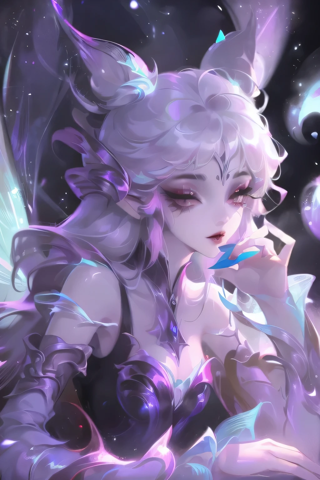 (extremely detailed CG unity 8k wallpaper, masterpiece, Best quality, extremely detailed), (Optimal lighting, The best shadow, very gentle and beautiful), Very cool, dynamic, and original characters of young girls (dynamic pose) silver (pixie with long hair: 1.3) Can reflect light beautifully.