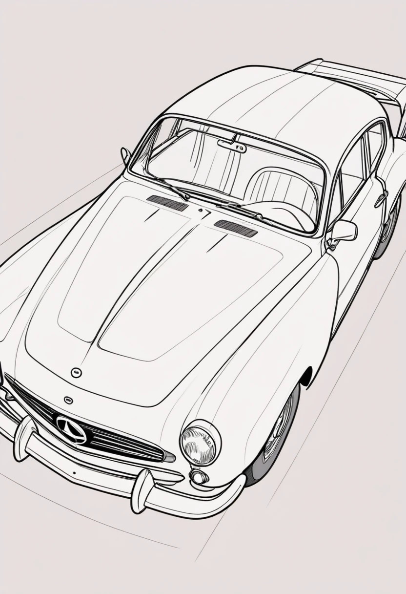 Line drawing of a car，Vector Art, To flatten, Smooth line art, Minimalism, Graphic design aesthetics, Flat illustration, (masterpiece, best quality, Perfect composition, very aesthetic, absurd, Extremely detailed, Intricate details, professional, Official Art, representative work:1.3)