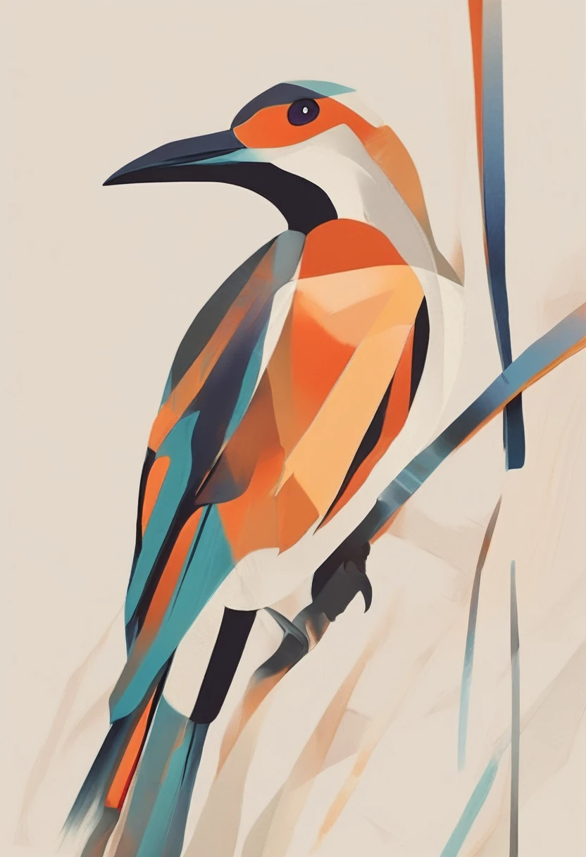 (((The best quality))), ((Masterpiece)) (abstract and simple illustration) minimalist and aesthetic print, animals