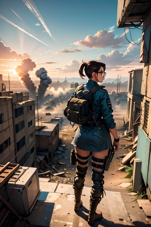 a woman, ellie enormous massive gigantic big large fat breasts enormous massive gigantic big large fat ass bimbo, half body, (backpack:0.6), ((looking at viewer)), (ruined city background:1.3), (apocalypse:1.3), oppressive atmosphere, (Artstation:1.3), (intricate:1.1), (highly detailed:1.2), (digital painting:1.2), (sharp focus:1.2), (illustration:1.1), (3d:0.9), (3d_bacground:0.9), 8 k., fog, animals, postapocalyptic, overgrown with plant life and ivy, artgerm, octane render, unreal engine