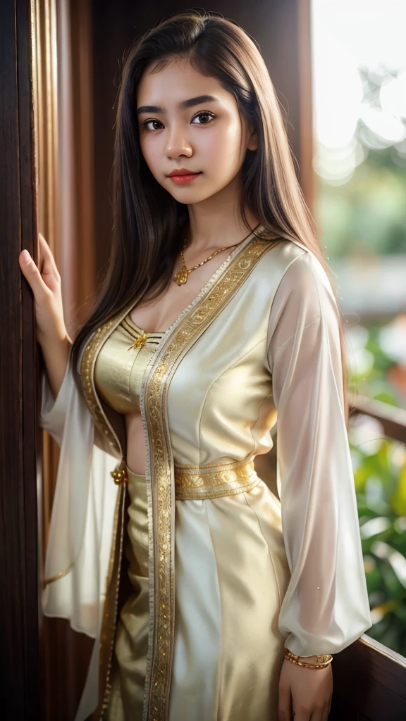 (best quality,4k,8k,highres,masterpiece:1.2),ultra-detailed,realistic,photorealistic:1.37, beautiful detailed eyes, beautiful detailed lips, extremely detailed face, longeyelashes, intimate view, classic oil painting, soft lighting, vibrant colors, warm tones, atmosphere, walking on large fields in ancient India, timid expression, natural hair, flawless skin texture, gentle breeze, elegant pose, nervous energy, afternoon ambiance, frontal shot, Wearing a traditional Indian Sari dress. Afternoon