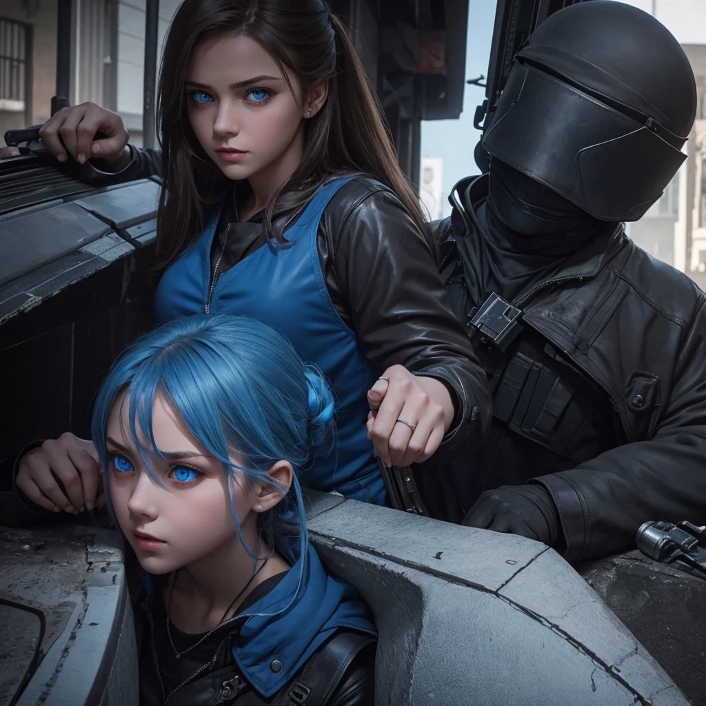 Sweet girl with blue eyes kills a gangster straight in the heart and cuts off his head in the process