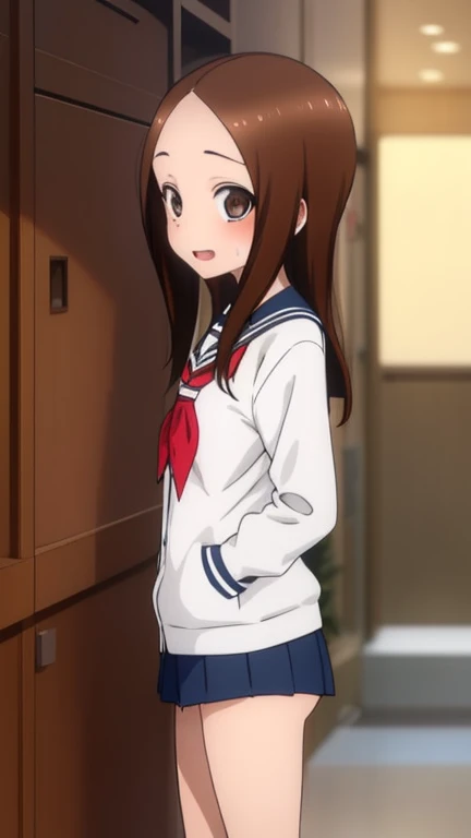 ((Browsing Caution)),takagi1, attractive, Wear a sailor uniform, Very detailed, beautiful, masterpiece, Ultra HD Photos, high quality, Ultra-high resolution, Realistic, ((((vaginale,Sex)))),((penis)),((1boy)),Pink sexy panties,(register),sunlight, (Standing Split),Lift one leg up,Delicate face,Forehead,beautiful ,Sweat,Drooling,and highly detailed skin, Realistic skin detail, Sharp focus, Takagi-san