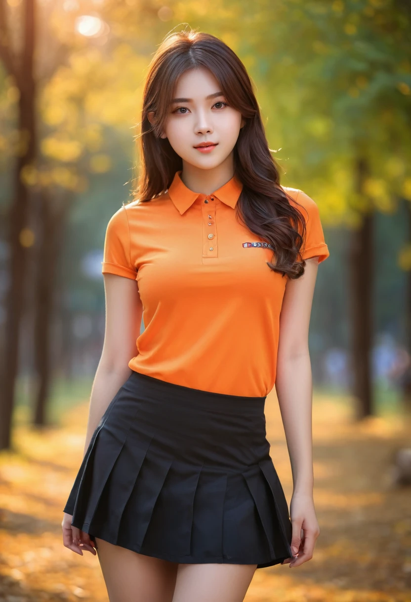 18 years old female, Long hair, RAW photos, Bokeh (realism: 1.4, Practical), High-detail CG unified 8K wallpaper, 1 Girl, ((slim: 1)), (Small Breastss: 1), Return to Viewer, ((Frontal view)), (HQ Skin: 1.4), 8K Ultra HD, Digital SLR Camera, Soft Light, high quality, Film Grain, Fuji XT3, ((Uniforms, Short skirt,See-through open skirt:1.5)), ((outdoor, in the park))) Long beads, portrait,((Layered short hair, Black Hire,Small Breasts:1.2)),(Looking at the audience:1.4),(whole body:1.8)