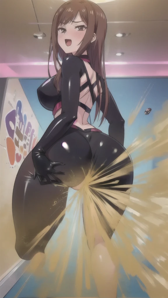 ((velocity)),Attacked by farts, (Mommy Hot Ayane Shirakawa from Overflow)(((Women farting))),(girl farting),velocity,)(a female),(brown hair),(brown eyes),(her butt facing screen and bending over)),(wearing latex Mecha suit),(anime girl),(Casino),(orgasm, Ahegao, crossed eyes, she is happy and horny),(masterpiece:1.2、top-quality, best-quality)、(the Extremely Detailed CG Unity 8K Wallpapers、ultra-detailed、Best Shadows)、(Detailed background)、(The best lighting、extremely delicate and beautiful)、depth of fields、1girl in、solo、upward looking gaze、