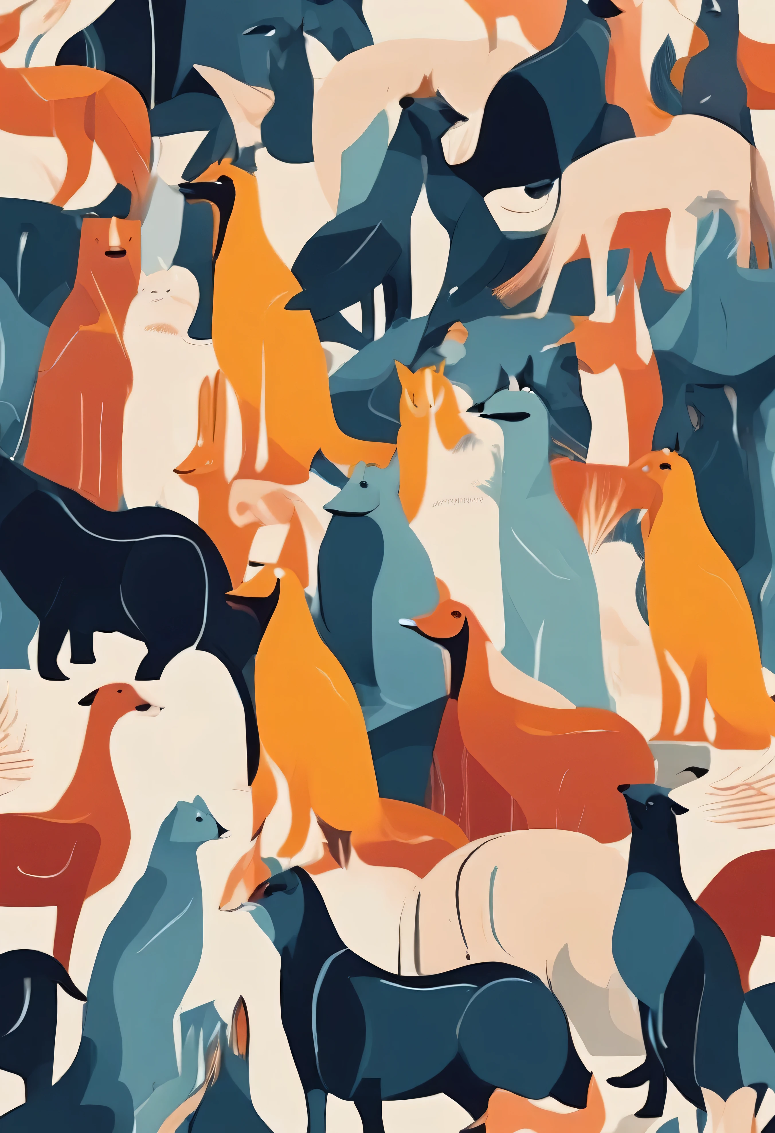 (((The best quality))), ((Masterpiece)) (abstract and simple illustration) minimalist and aesthetic print, animals