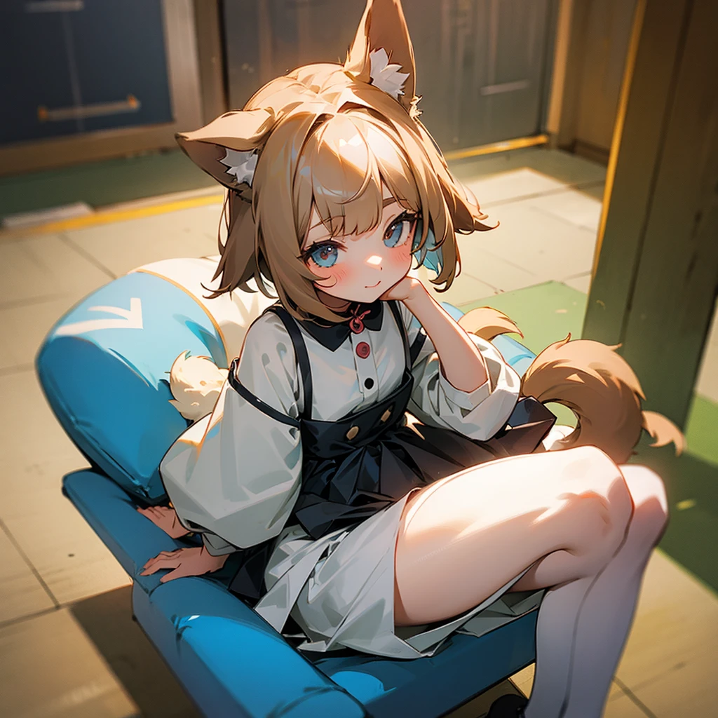 Submissive girl with a collar on her neck 