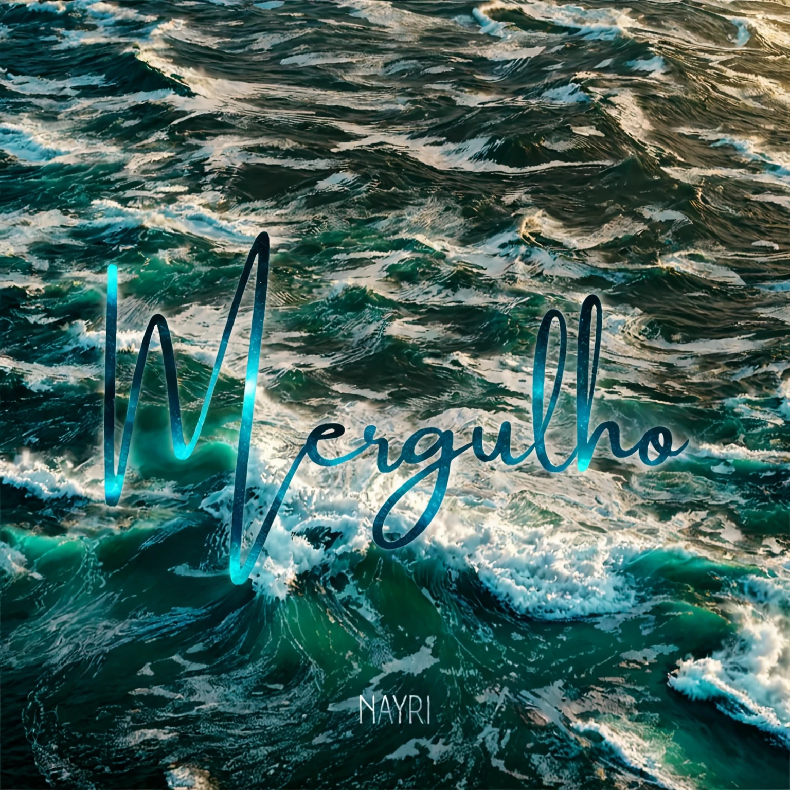 A dramatic aerial view of crashing sea waves, a futuristic afrofuturistic landscape, ultra-detailed, 8K, album cover