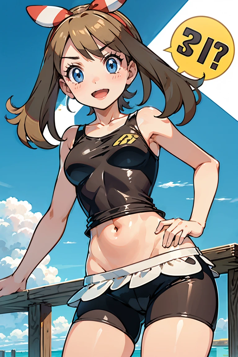 (((solo.))),((Looking here)),facial close-up,masutepiece, Best Quality, deep constriction of the torso,,,,,,,,,,,,,,,,,,,,abdominals,Clothes Combing,Showing,rather small udder,Delicate clothing depiction,toppless,Saggy,A smile,pleasing face,,embarrassed from,Looks fun,Looking at Viewer, Generation 9, May \(The pokemon\), bike shorts under shorts, White trousers, rather slender torso,girl with,top-quality,,embarrassed from, out,just,Shiny body,barechested,Takushi,Exposing your nakedness,gals,Haruka_City,NSFW,Clothes lift,Brown hair,laughingly, conjoined, two headed, 2headed,
