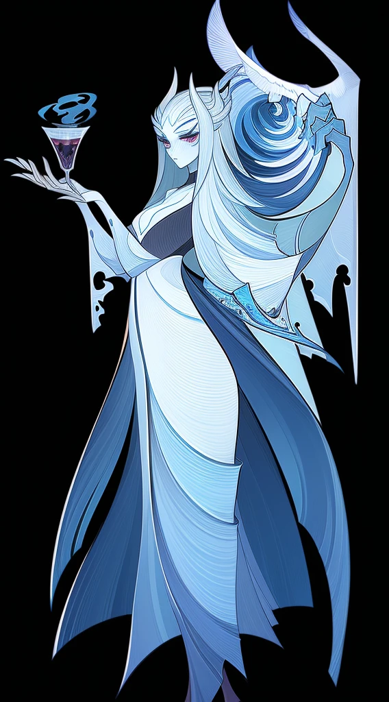 1个 Giant chest girl, demon, beautiful basic sticking long dress, standing full body, alone, clear facial features, simple line design, transparent black background, standing character drawings, game character card design, art fantasy conceptual, (masterpiece, top quality，best quality, ultra-high resolution, clear facial features, beautiful eyes, beautiful face), (((single))), ((very simple background)), ((flat colors))