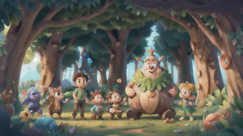"Design a whimsical and captivating banner for a YouTube channel named 'Magic Minute Stories.' Include elements like a magical forest with talking animals, a castle in the clouds, children reading books under a starry sky, and a large hourglass pouring glittering stars. Use vibrant colors and a fairy tale aesthetic to evoke a sense of wonder and imagination. Incorporate the channel name 'Magic Minute Stories' prominently in playful, child-friendly typography."