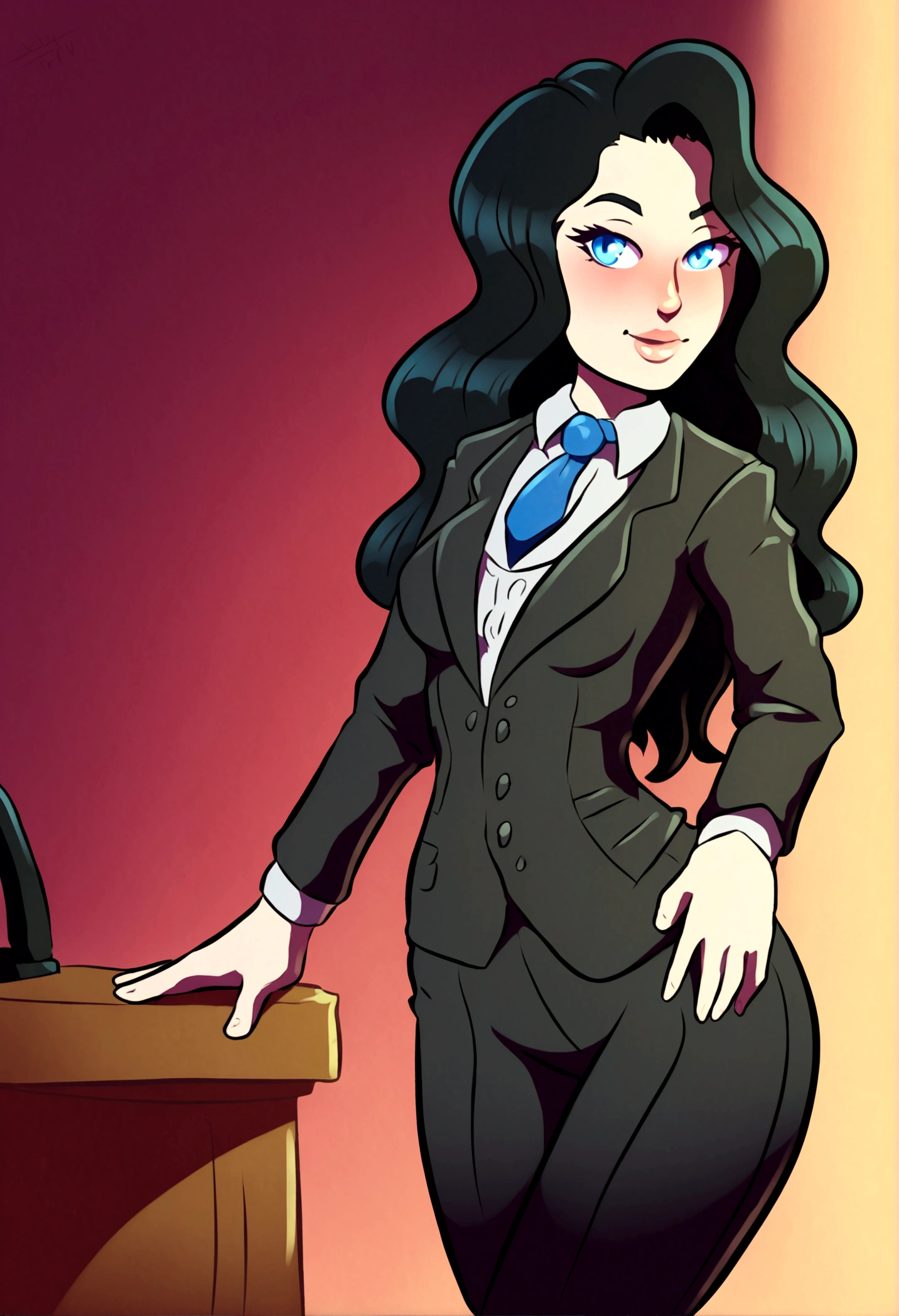 Curvy blue eyed girl with long wavy black hair and small breasts, (extreme nsfw)2.5
