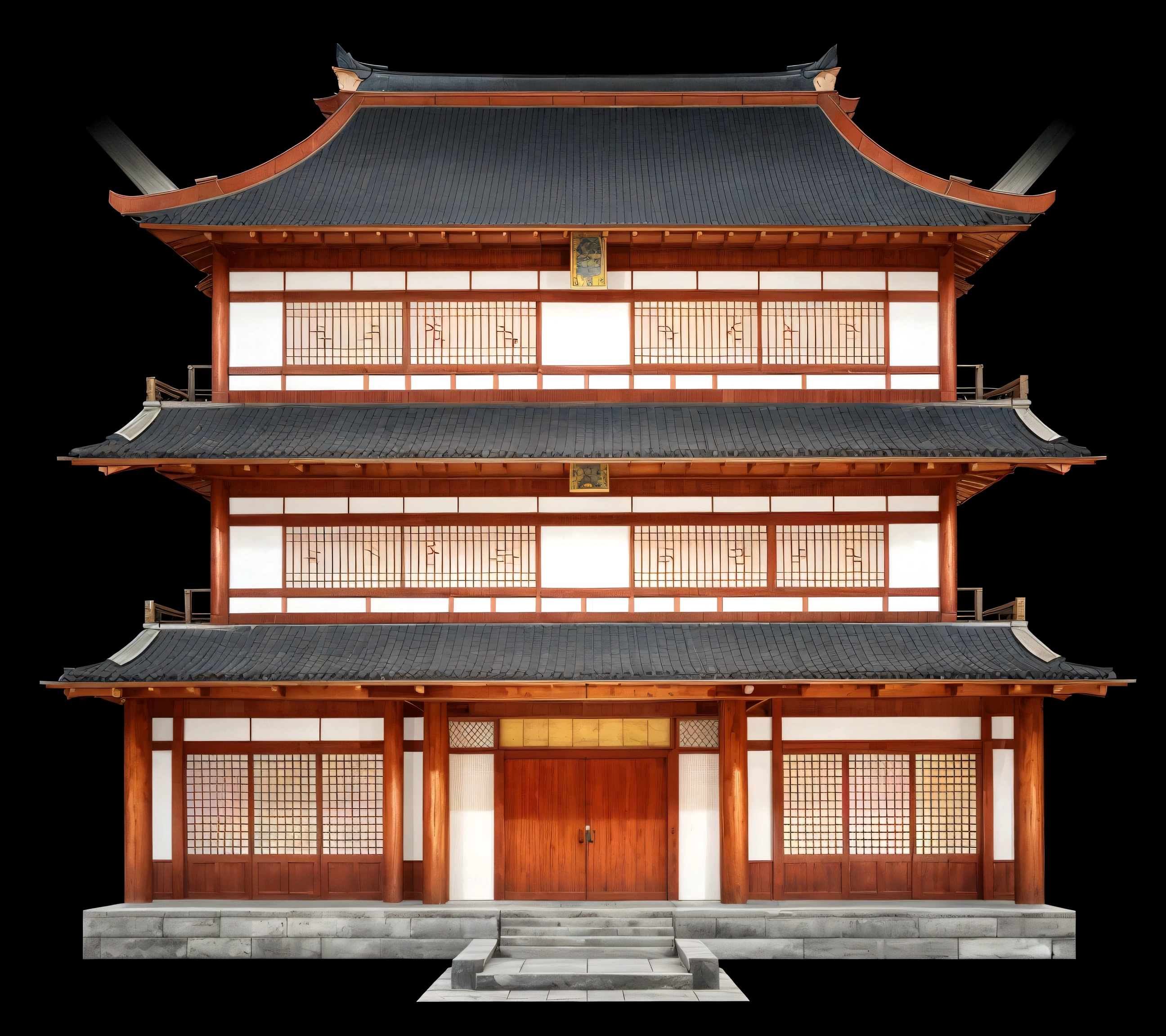 a large building with a red door and a blue roof, ancient japanese architecture, japanese temple, an extremely detailed building, digital painting of a pagoda, japanese house, zen temple background, european japanese buildings, japanese architecture, chinese building, japanese temples, cyberpunk japanese temple, inspired by Itō Jakuchū, inspired by Tōshi Yoshida