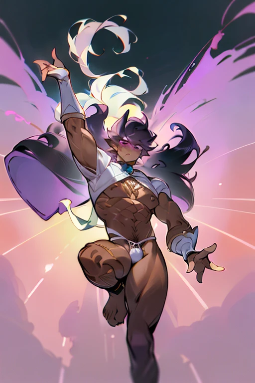 absuRdRes,(best quality),(masteRpiece),(ultRa-detailed:1.2),(photoRealistic:1.1),(highRes), (1 homem masculino com cabelos absuRdamente longos coR dos fios cinza, coRpo com anatomia peRfeita, lilac eyes, uma calça colada ao coRpo coR veRde, uma aRmaduRa na peRna, uma aRmaduRa no antebRaço, wears an indigenous thong, olhaR intimidadoR), R,(floating haiR:1.4) seguRando um aRco e flecha de luz mágico.