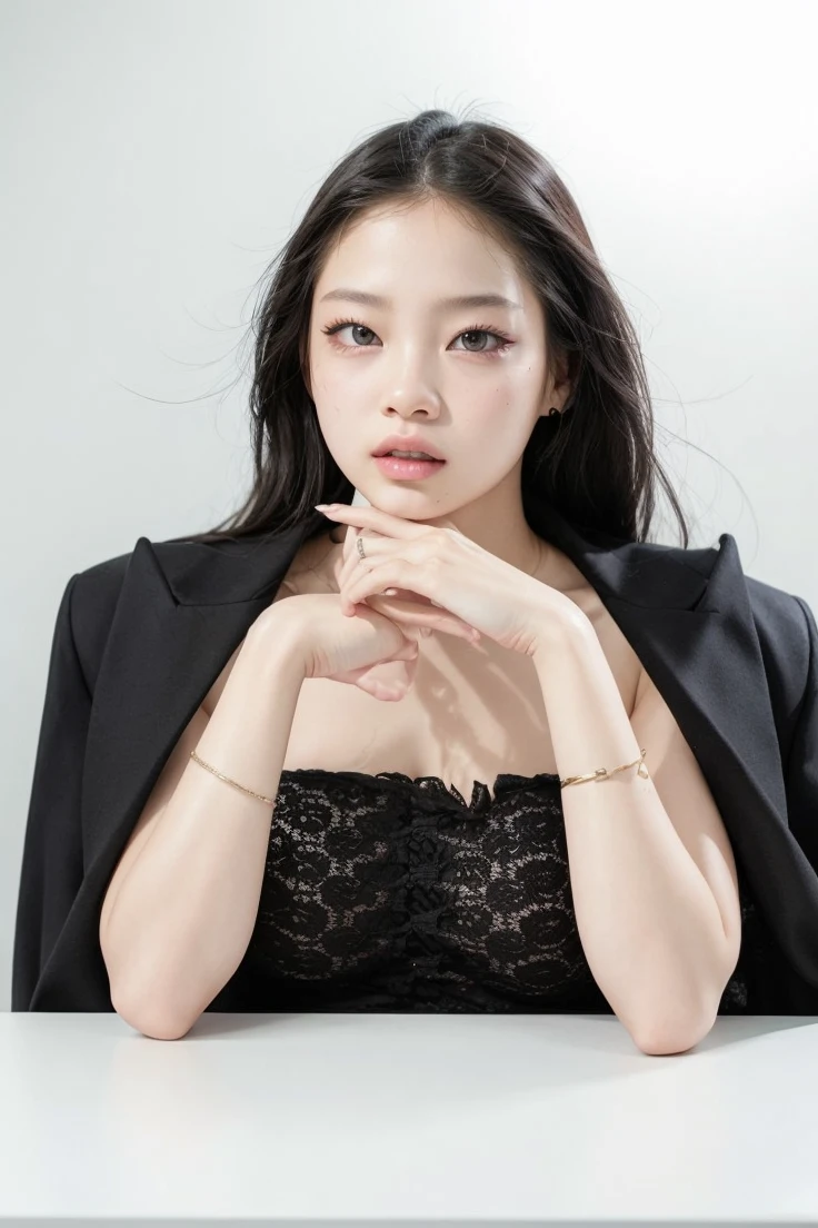 jennie from blackpink cara, foto realista.