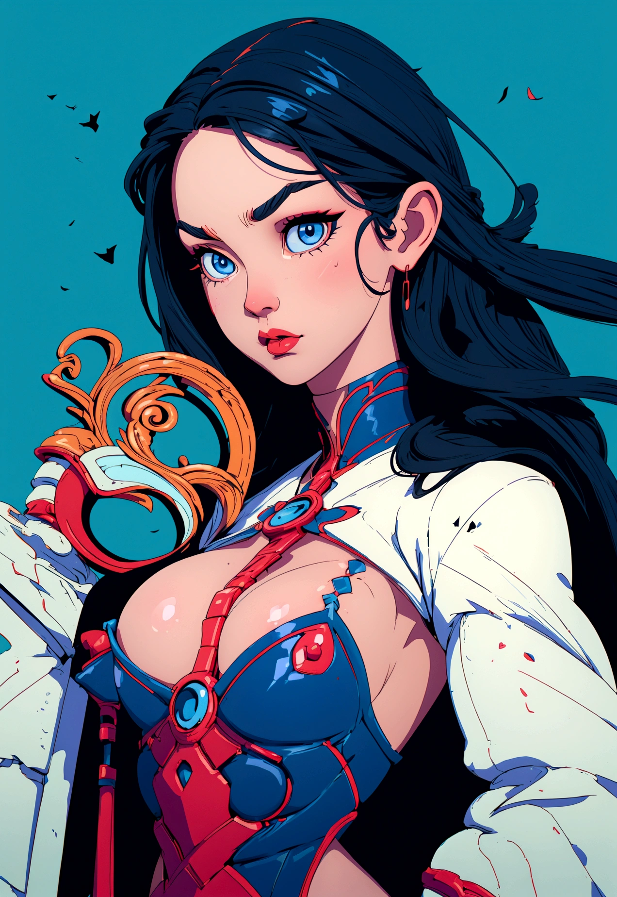 Curvy blue eyed girl with long wavy black hair and small , (extreme nsfw)2.5