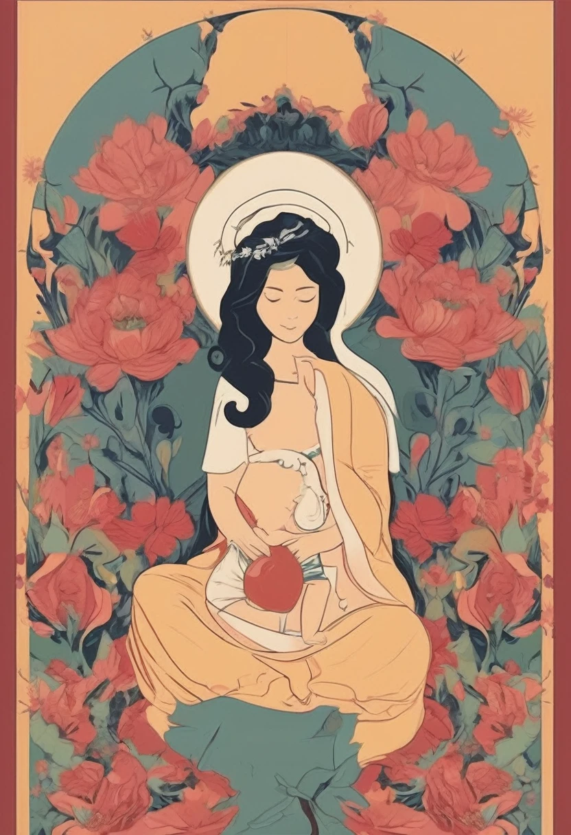 (((The best quality))), ((Masterpiece)) (simple illustration detailed) minimalist and aesthetic print inspired in ((mom, mother)), hd, hq, v5